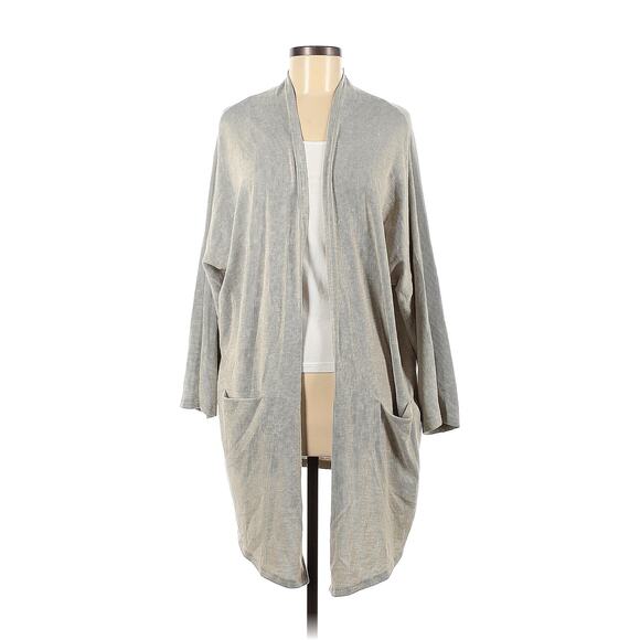 DONNI. ANTHROPOLOGIE Silvery Grey Oversized Long Open Cardi Cardigan Sweater M - Picture 8 of 8
